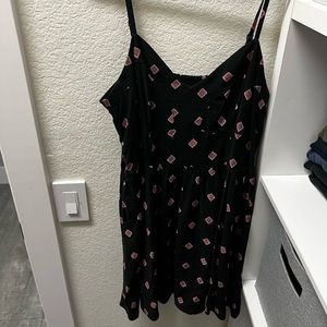 Express Black and Red Diamond Pattern Cami Dress
